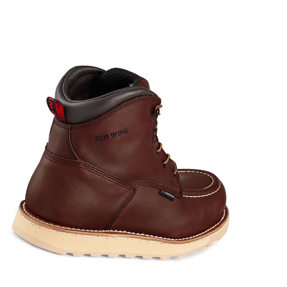 Red Wing Traction Tred 6-inch Safety Toe Men's Waterproof Boots Burgundy | ZA 381CTV